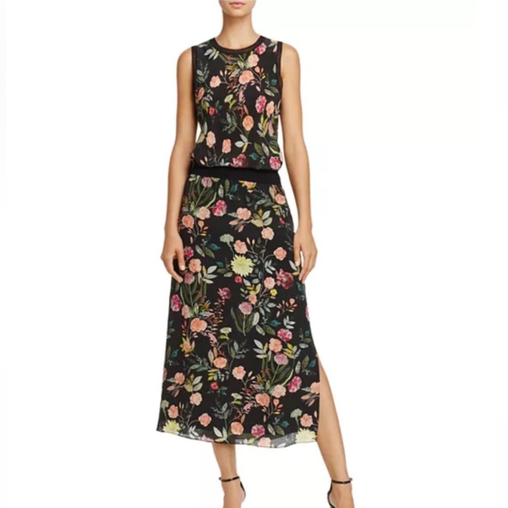 Theory Silk Combo Floral Dress Size Medium